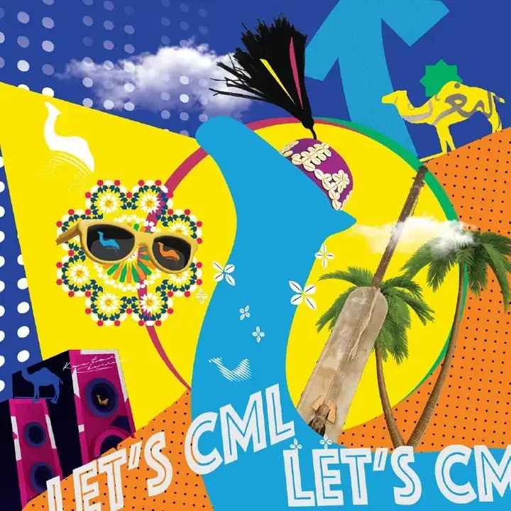 CAMEL visual identity artwork combining Moroccan symbols and colourful collage